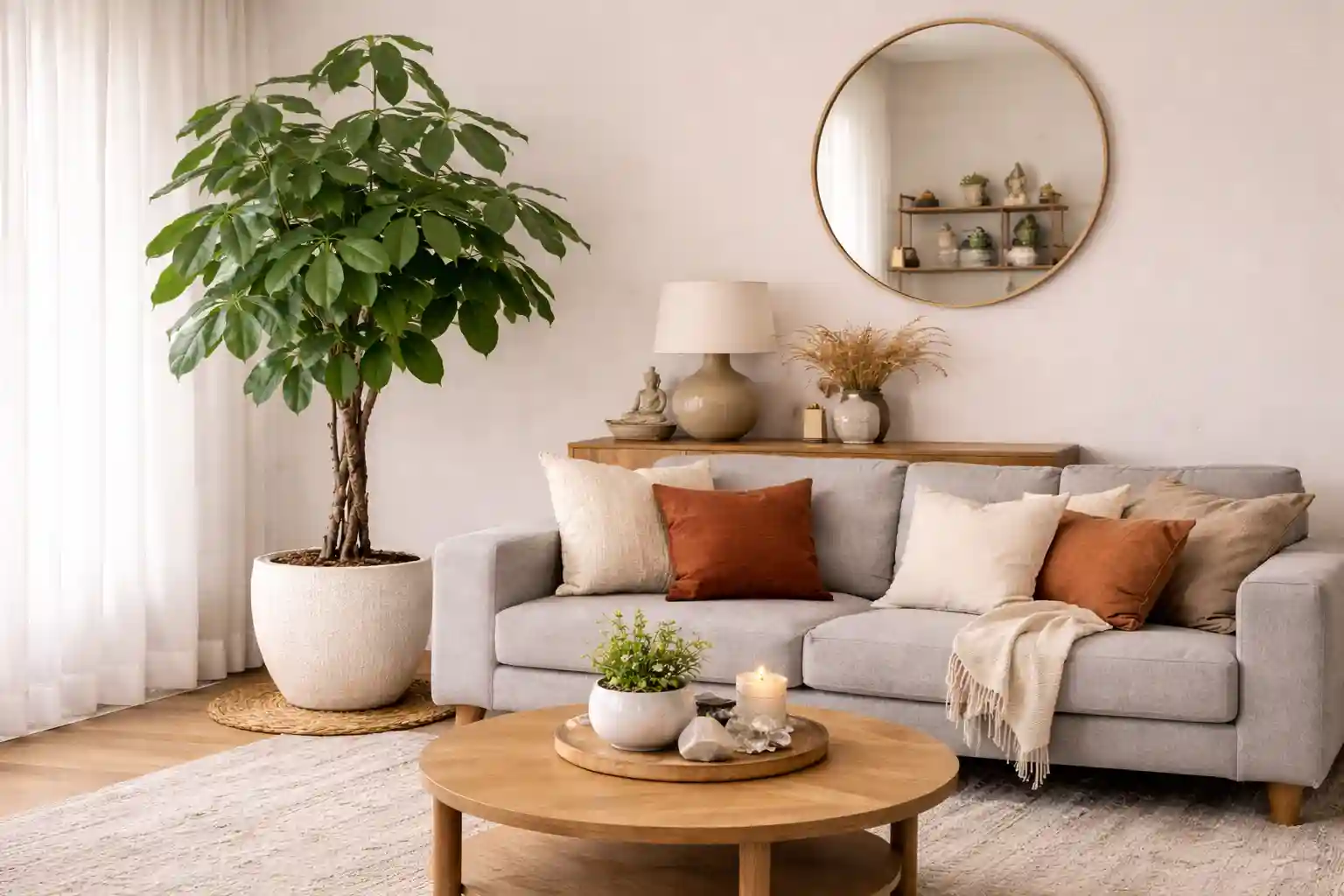 Ukrasna biljka sa sivim trosedom i klub stolom