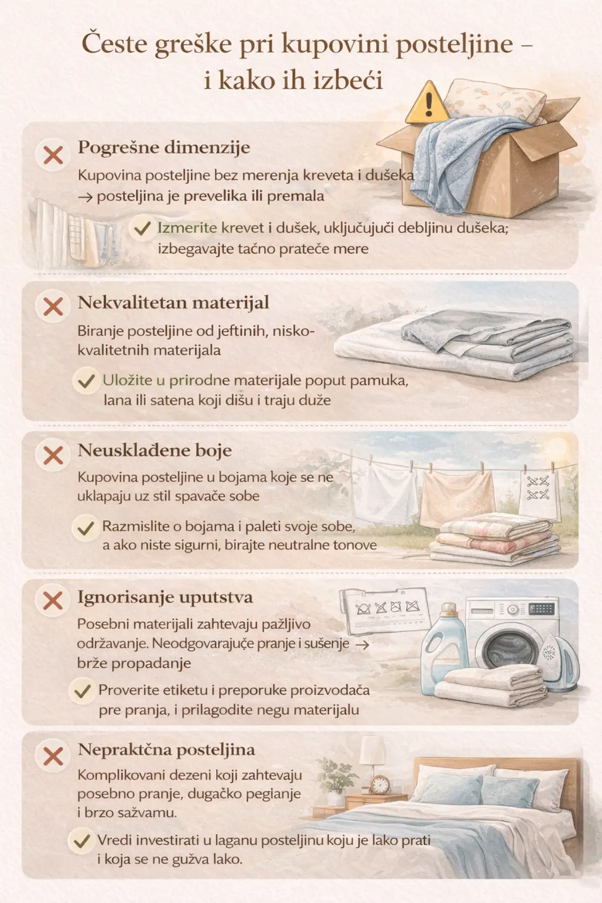 greske pri izboru posteljina infografik