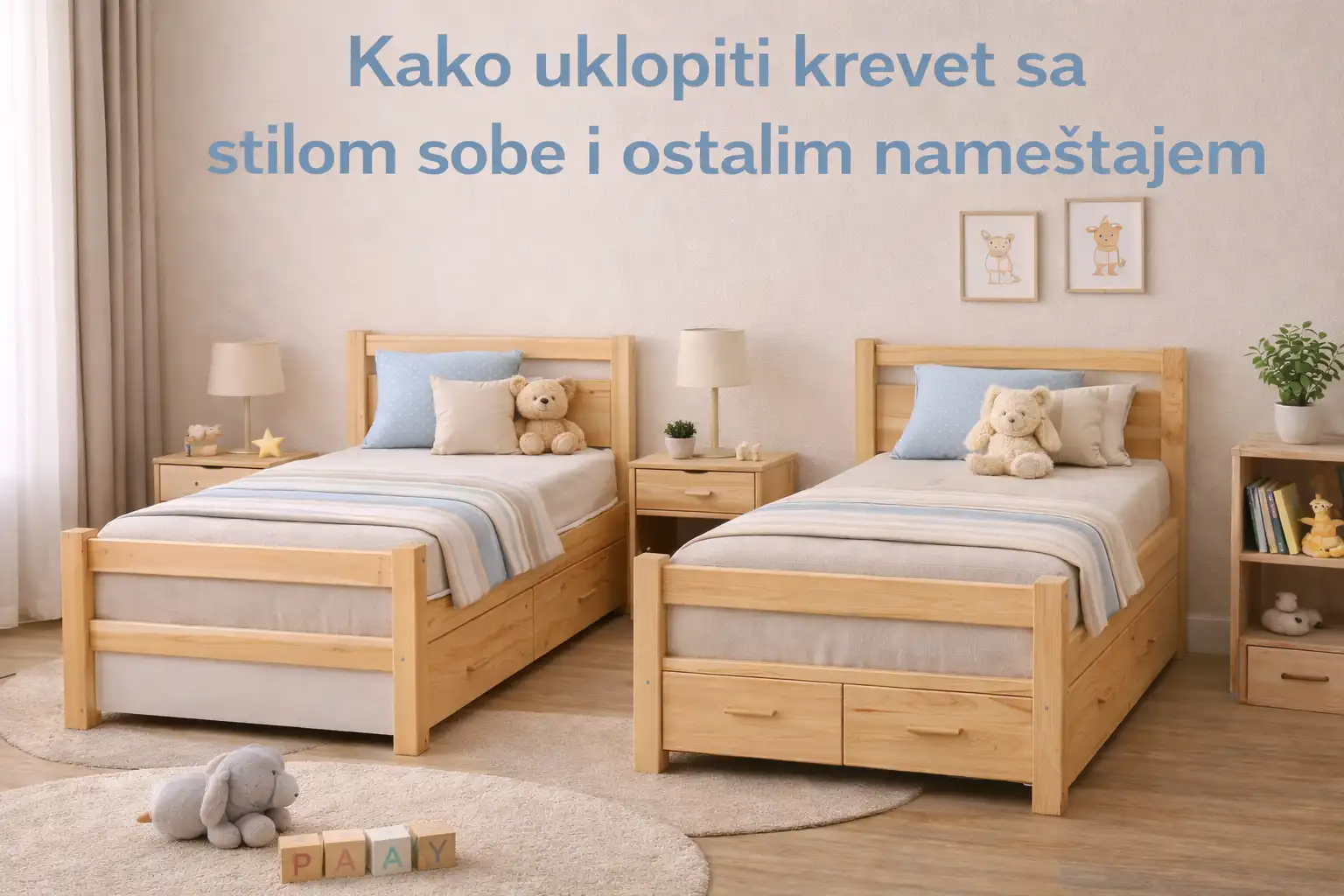 Drveni dečji kreveti uklopljeni sa stilom sobe i ostalim nameštajem