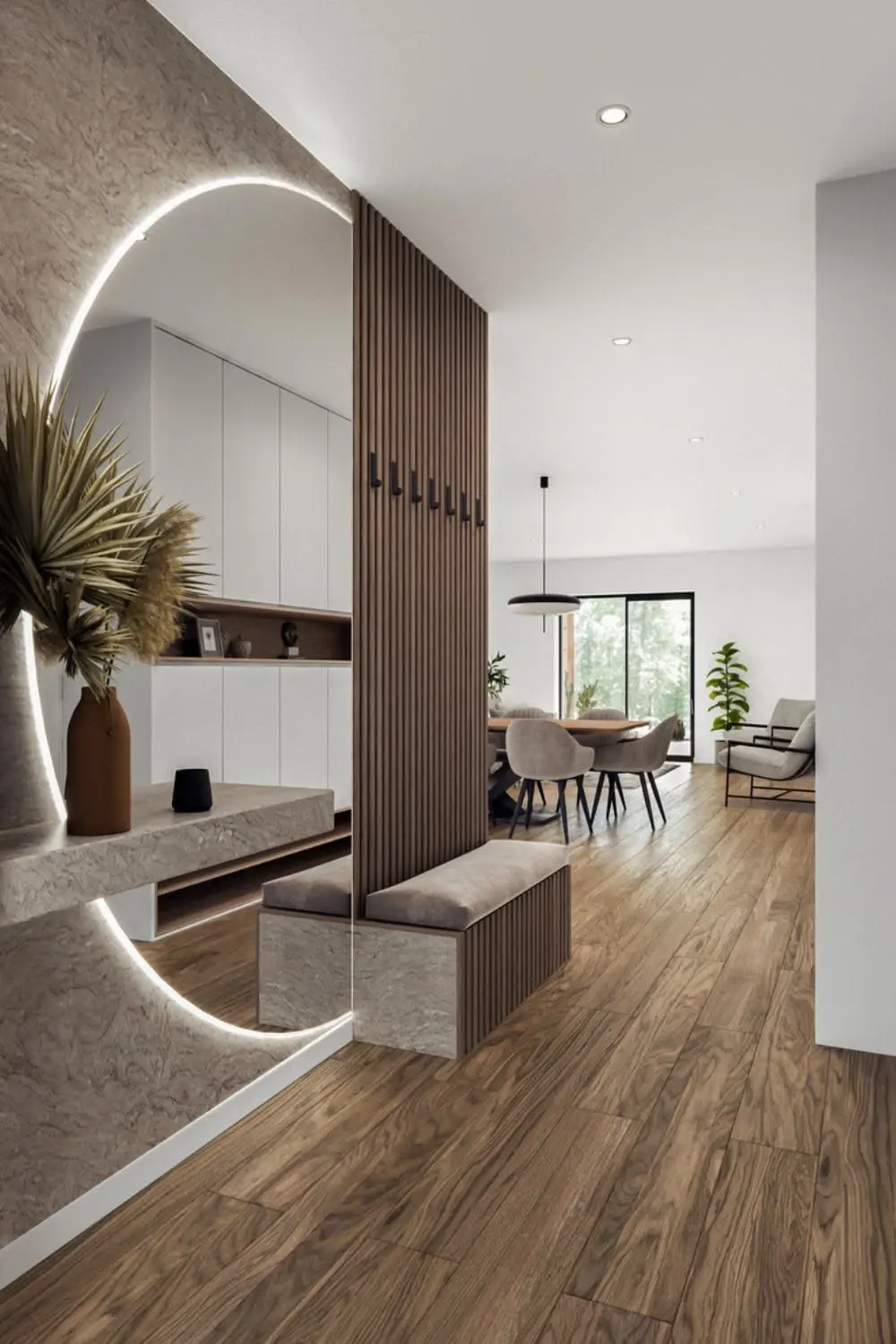 predsoblje po meri sa ogledalom i delom za sedenje