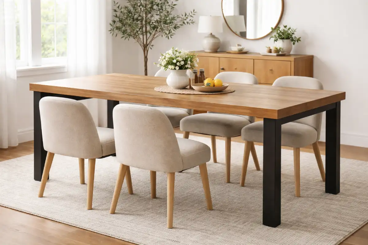 krem niske trpezarijske stolice pogrepno uklopljene sa višim stolom