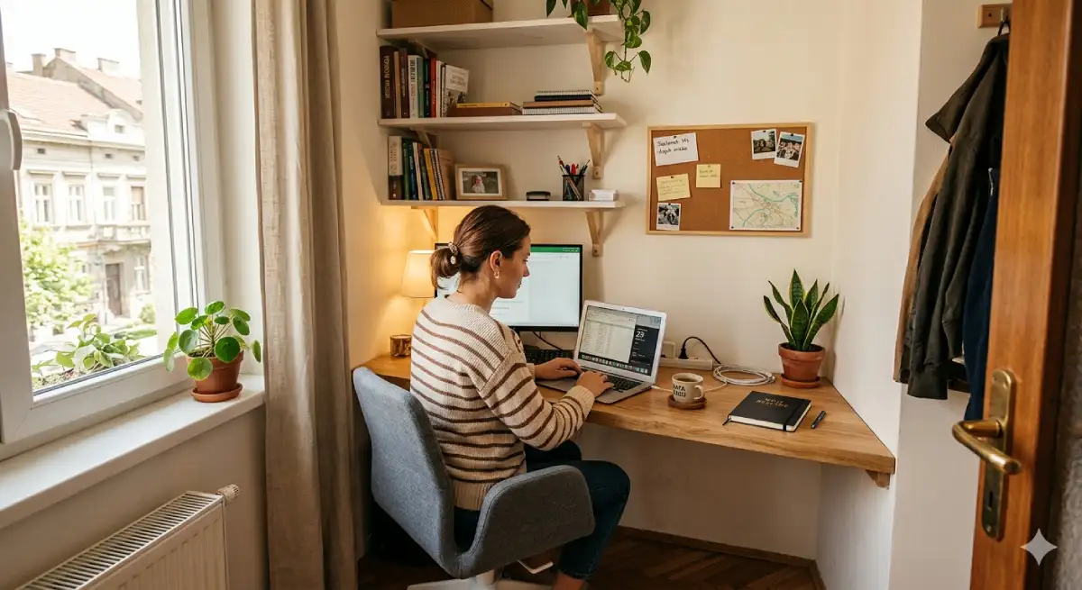 Kućna kancelarija u malom uglu doma